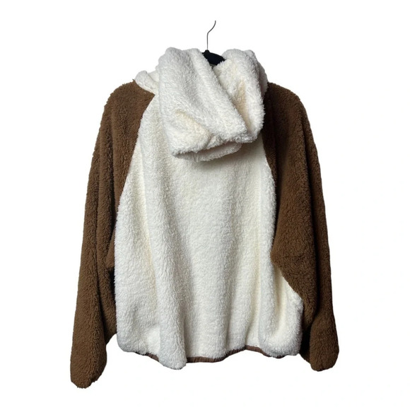 REVOLVE X PLUSH SHERPA COAT CREAM/BROWN IN COLOR SIZE XXL FULL ZIP/SNAPS BUTTONS - Picture 10 of 13